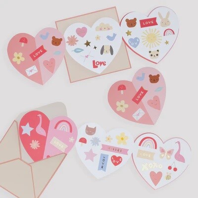 12 valentine Cards with Stickers