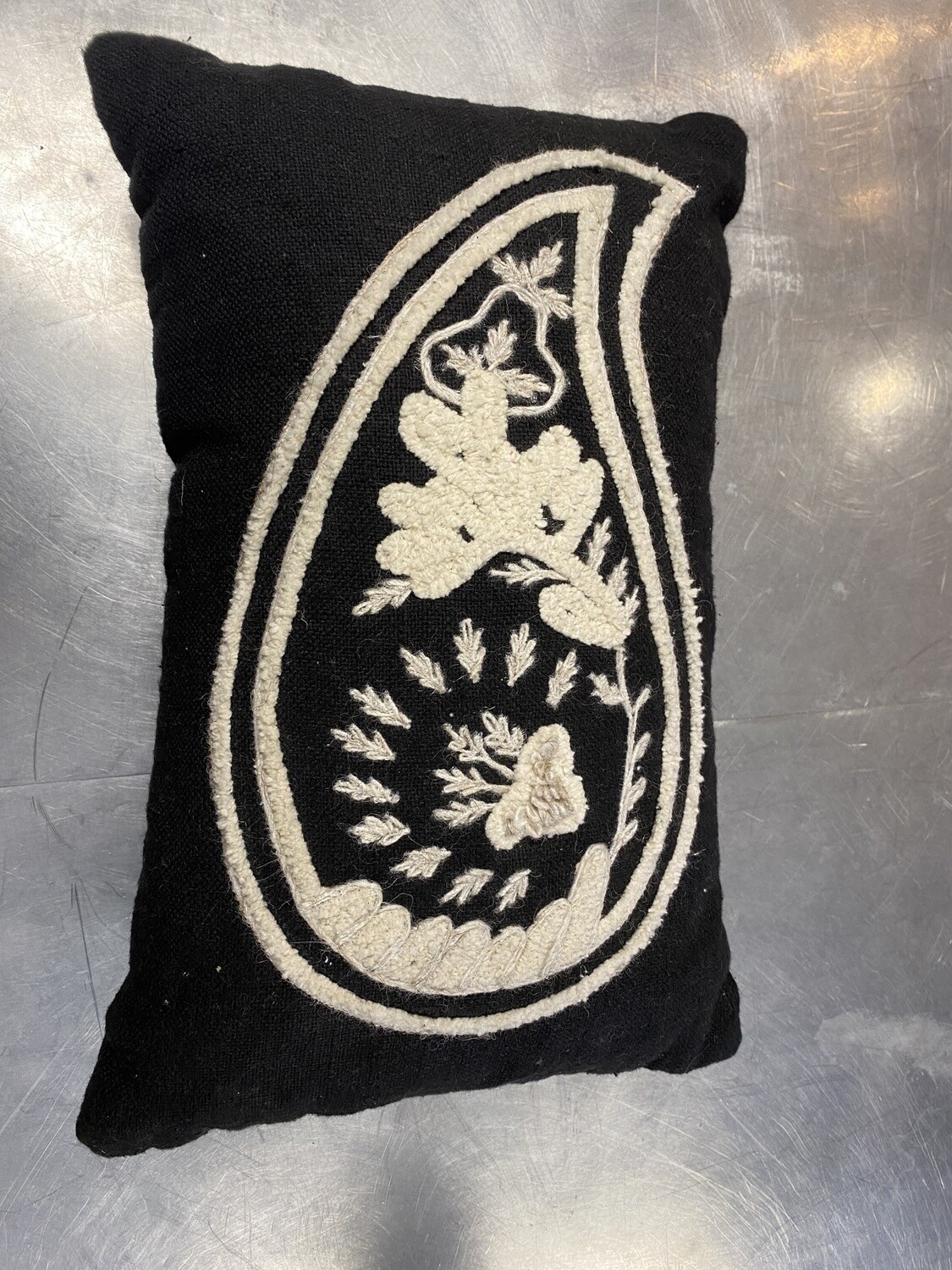 Black Paisley Pillow - Small