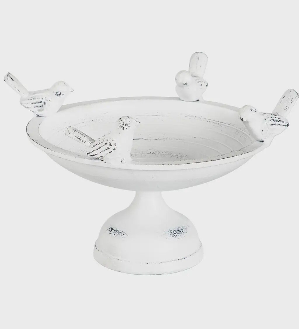 Perched Birds Tabletop Metal Birdbath