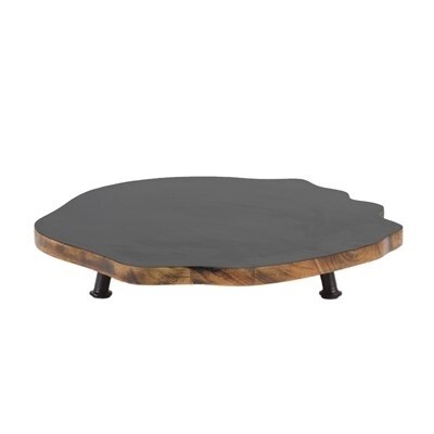 Black Pedestal   - Tabletop Accent - Uneven Edge