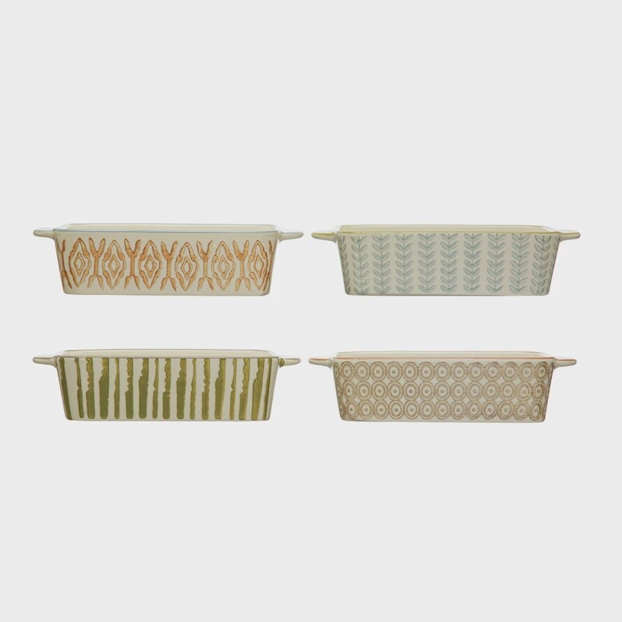 Hand Stamped Stoneware Baker