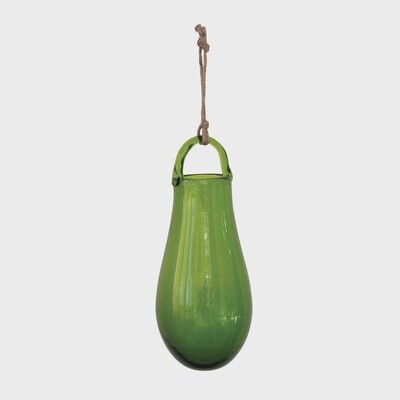 Hanging Hand Blown Glass Vase Green