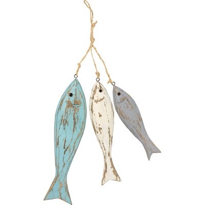 Fish Trio Wood Blue and Beige