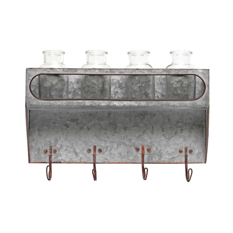 Wall Rack 4 bottles and hooks