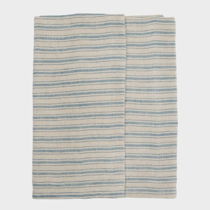 Boat Stripe Linen Pillowticking Dishtowels, Large