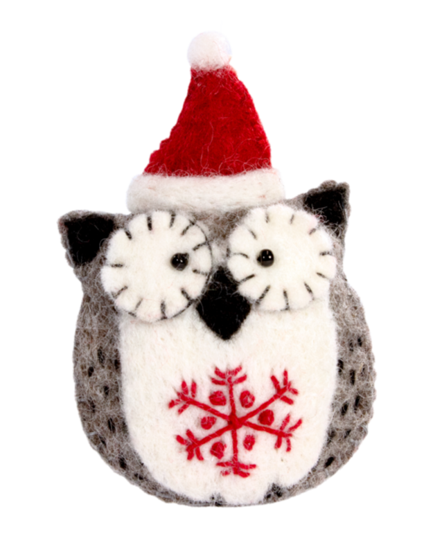 Felt Snowflake Owl Ornament