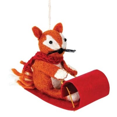 Ornament Felt Sledding Fox