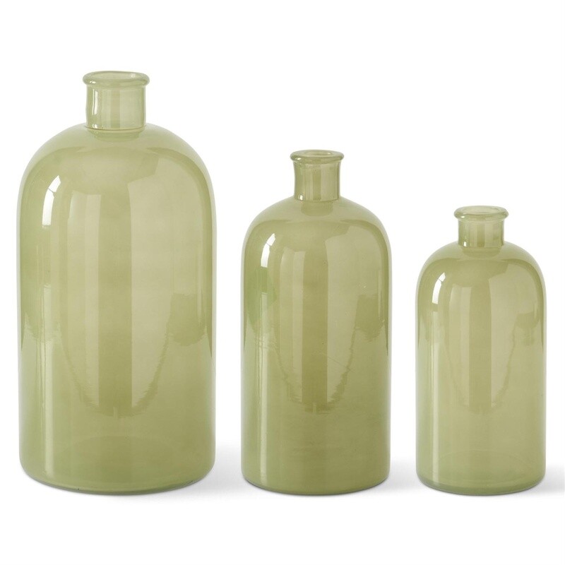 Green Glass Bottle Hand Sprayed glass