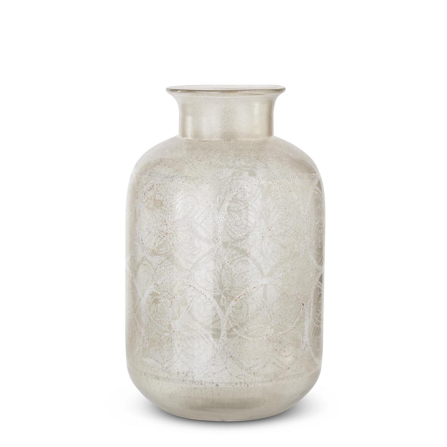 Vase Glass White Pattern 15.5"