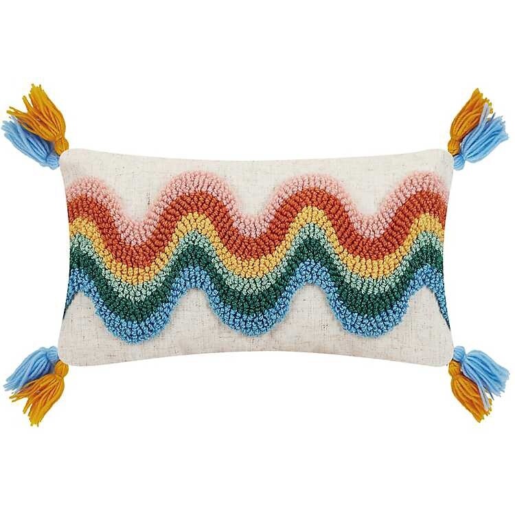 Wavy Rainbow/Tassels - Throw Pillow