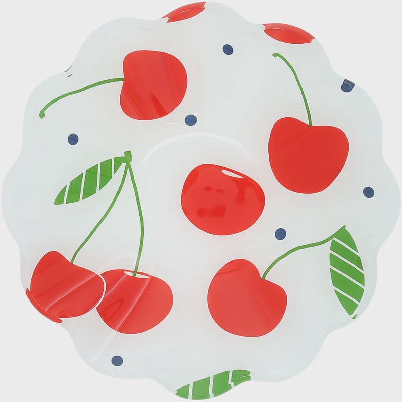 Glass Cherry Small Bowl with Scalloped Edge