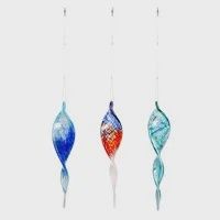 Red, White, &amp; Blue Hanging Art glass Outdoor Ornament