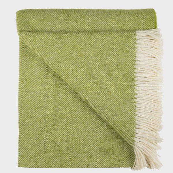 Fringed Herringbone Wool Throw