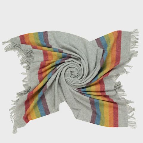 Soft Grey Wool Throw, Stripes