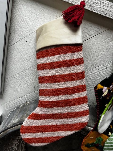 Orange Stripe with Tassel Hooked Stocking