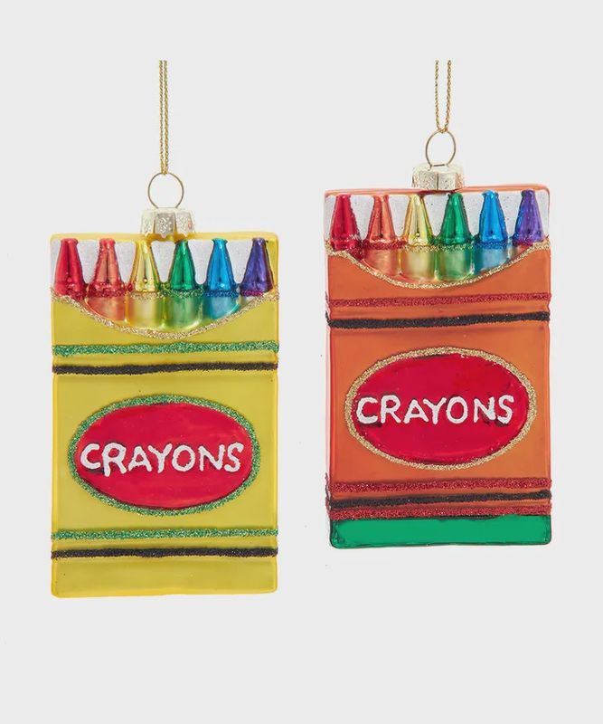 Glass Crayon Box Ornament