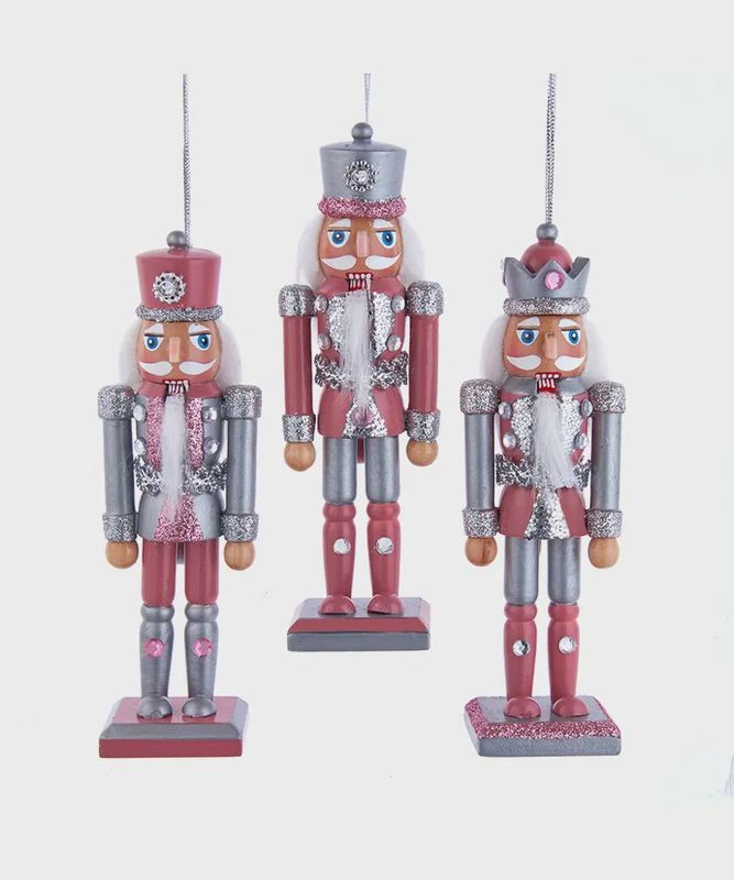 6&quot; Pink and Pewter Nutcracker Ornaments