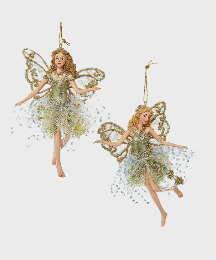 Glittered Platinum Fairy Ornament