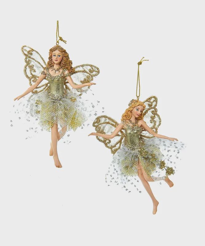 Glittered Platinum Fairy Ornament