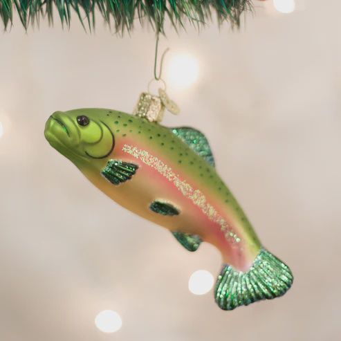 Small Rainbow Trout Ornament - Glass