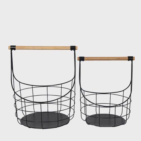 Black Metal Decorative Round Basket