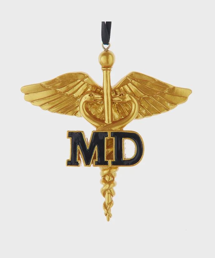 Gold Caduceus MD Ornament