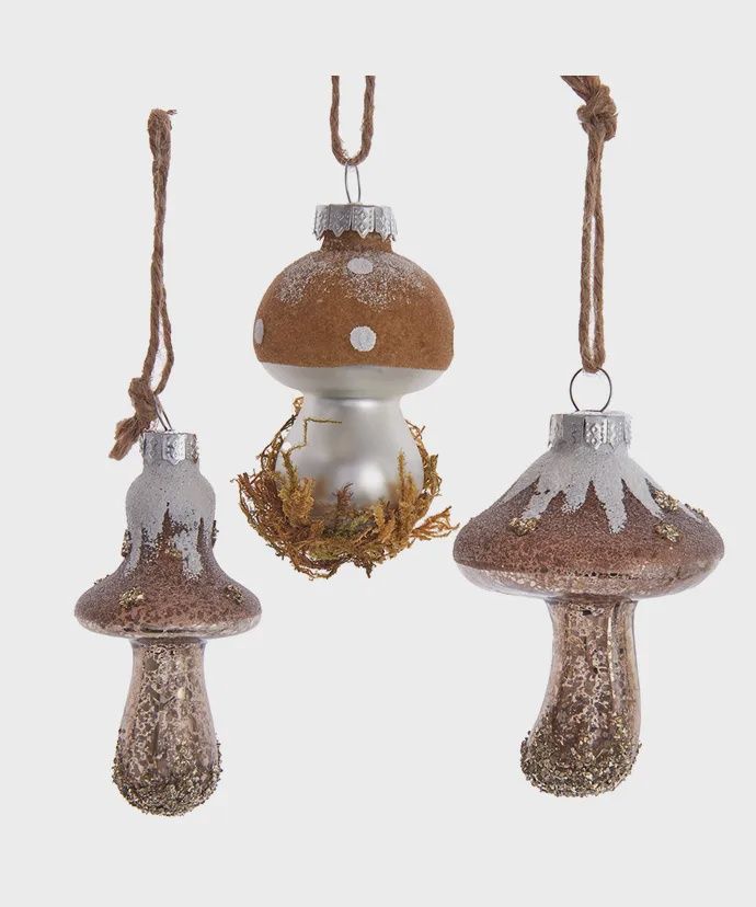 Glass Rustic Glam Mushroom Ornament