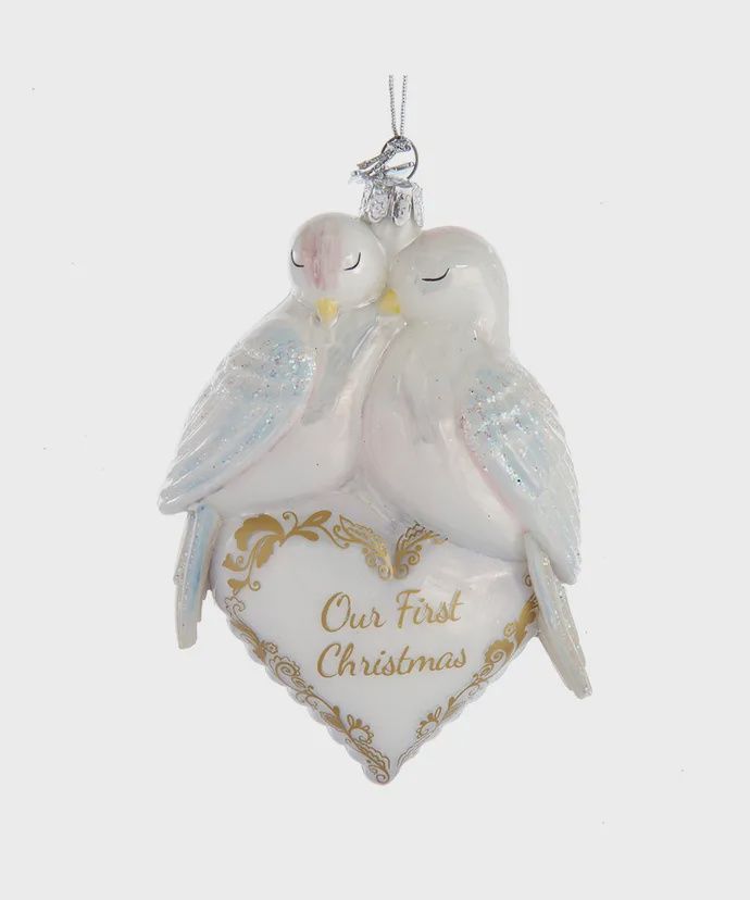 Glass Doves 1st Christmas Ornament