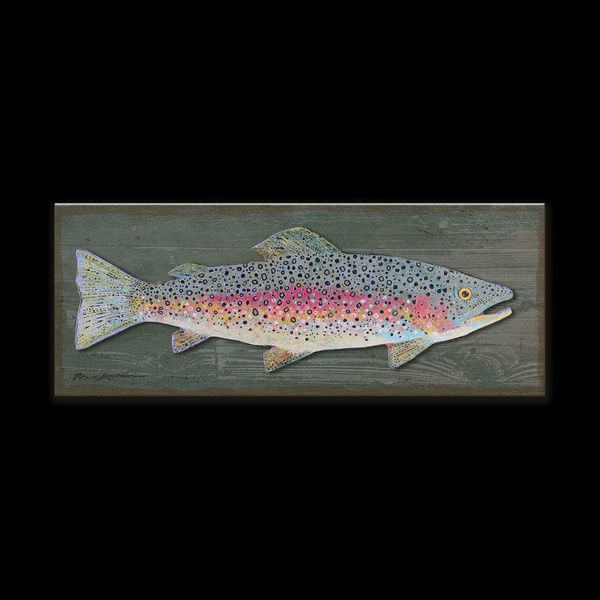 Rainbow Trout on Wood Back by Shelle Lindholm