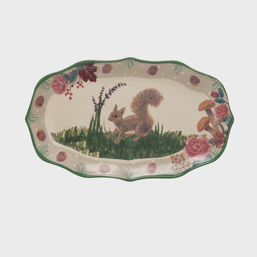 Platter Ceramic w/Squirrel Mushrooms