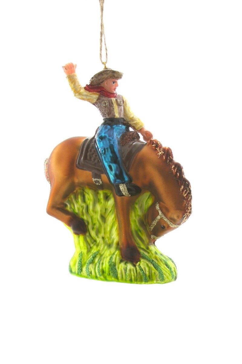 Vintage Cowboy Glass on Horse Ornament