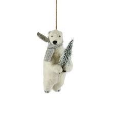 Felt Polar Bear Holding Tree Ornament