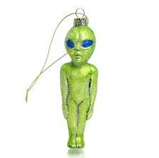 Glass Green Martian Ornament