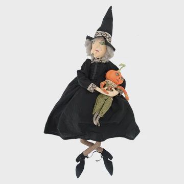 Witchy Witch and Pumpkin Friend Doll - Cloth