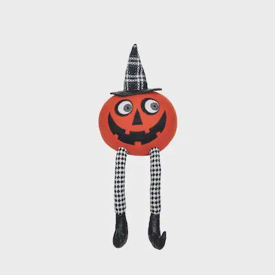 Pumpkin w Witch Hat Dangle legs