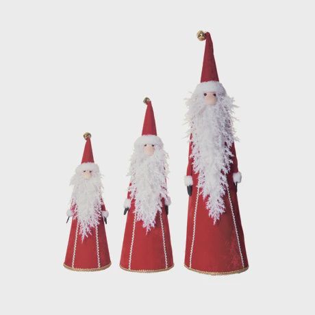 Plush Cottage Cone Standing Santa Red