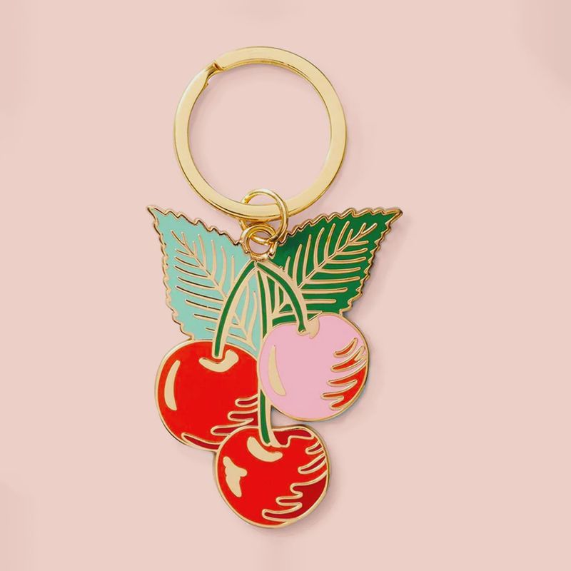 Cherries Enamel Keychain