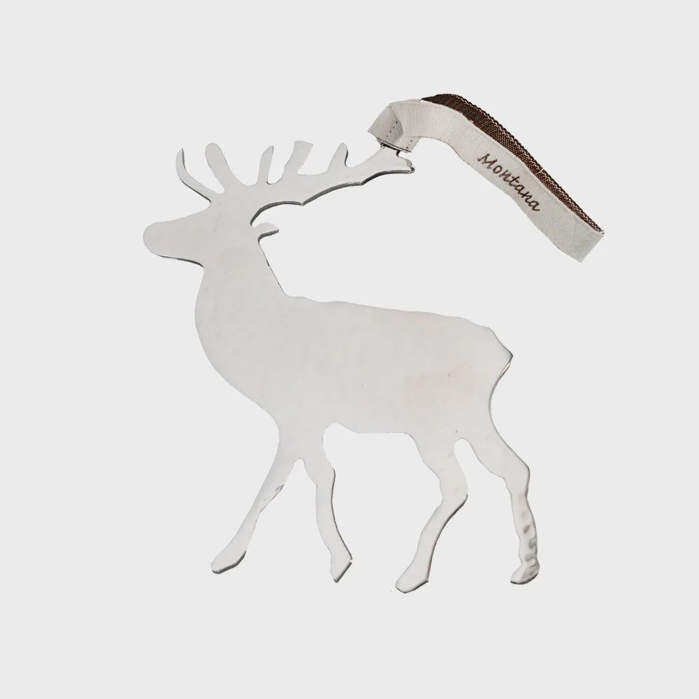 Hammered Silver Elk Ornament