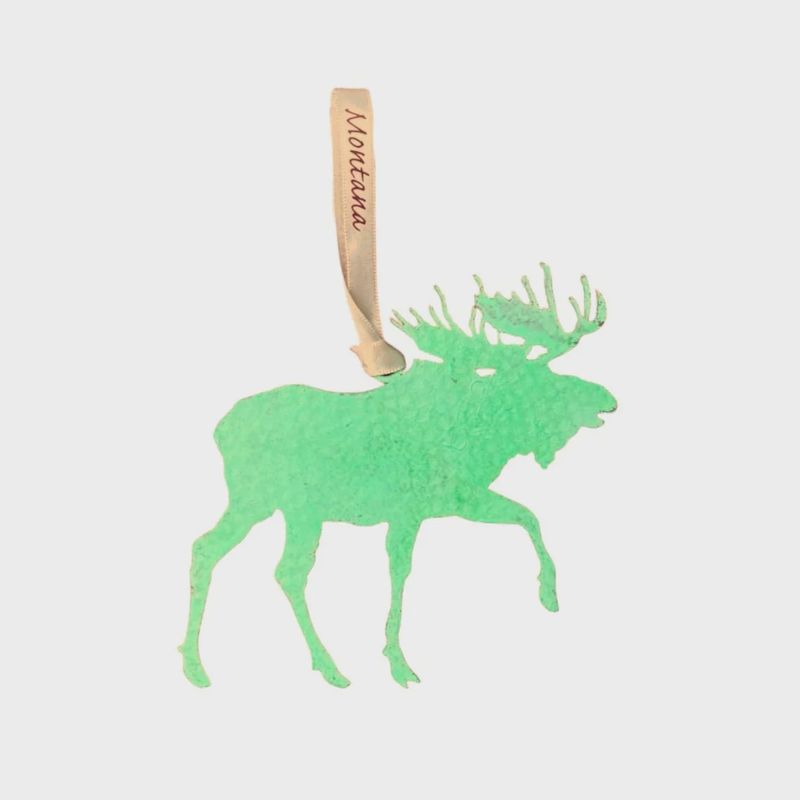 Hammered Green Moose Ornament (Small)