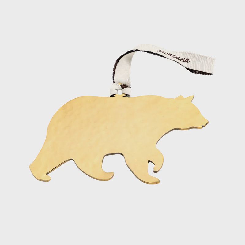 Hammered Brass Grizzly Ornament