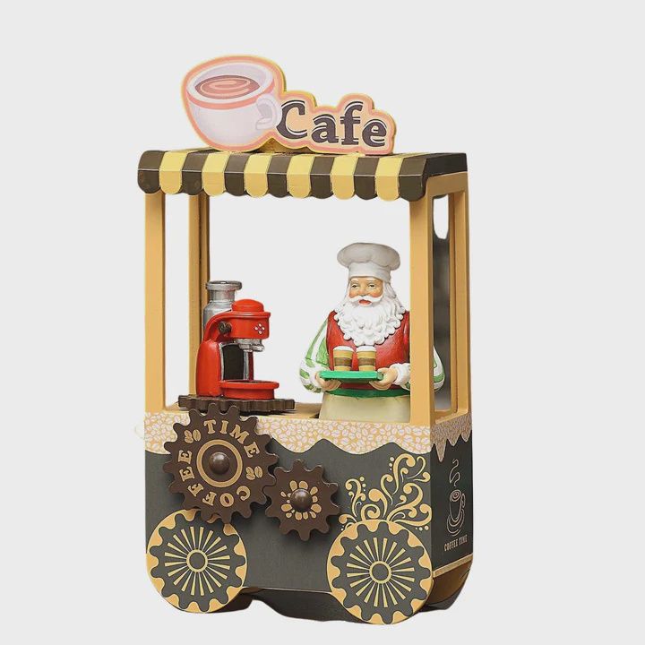 Vintage Music Box Santa Coffee Shop