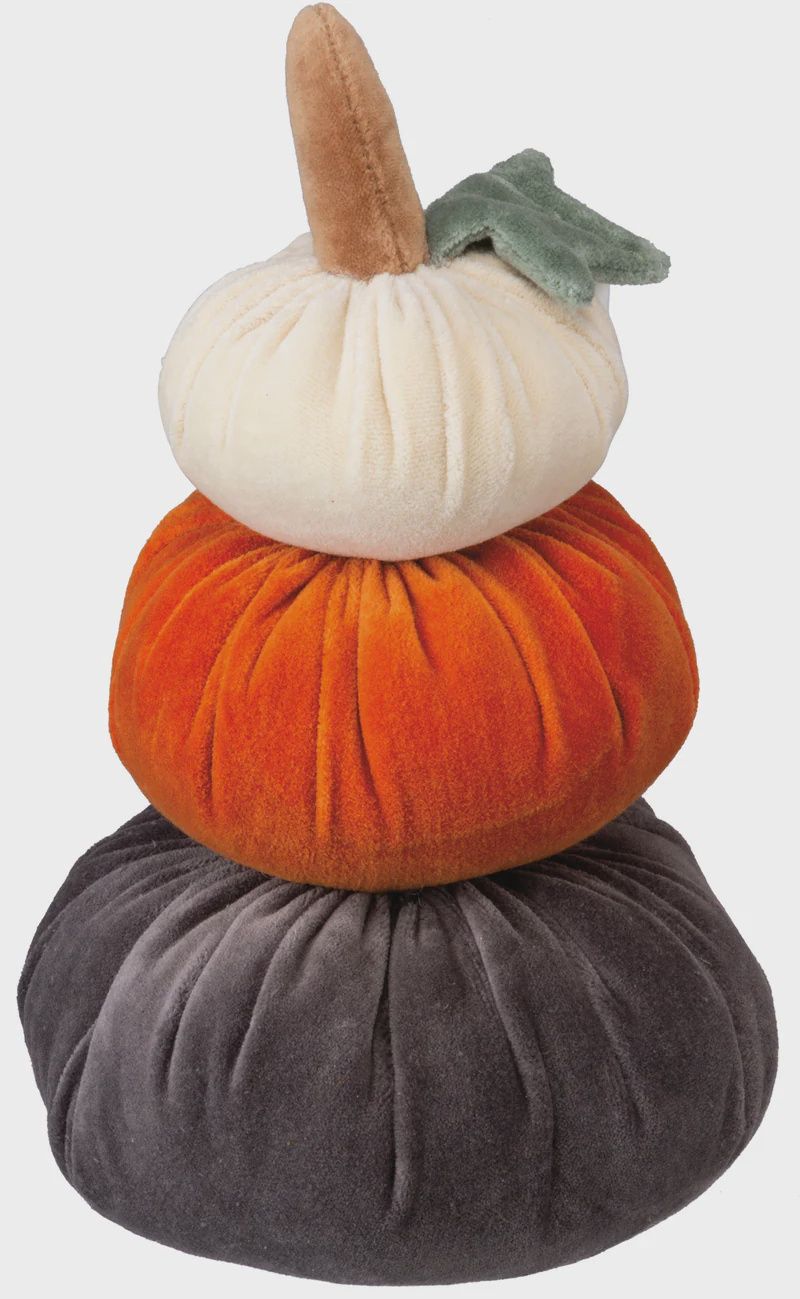 Stacking Velvet Pumpkins - Home Decor