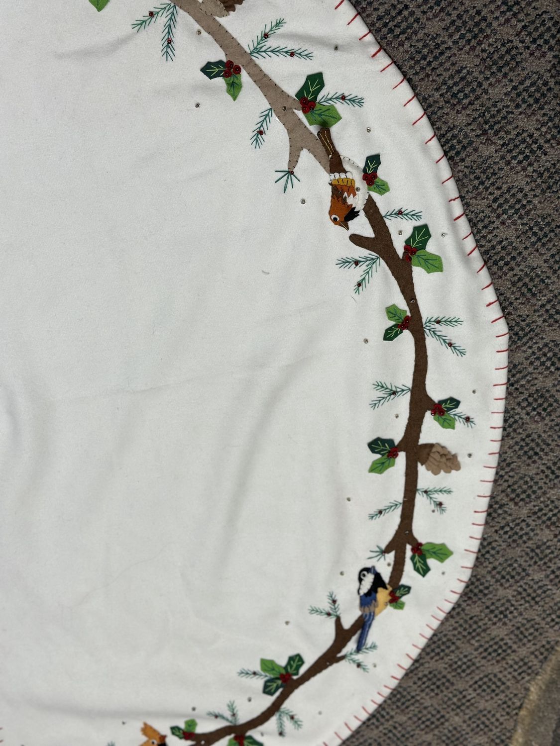 Felt Tree Skirt - Birds Applique