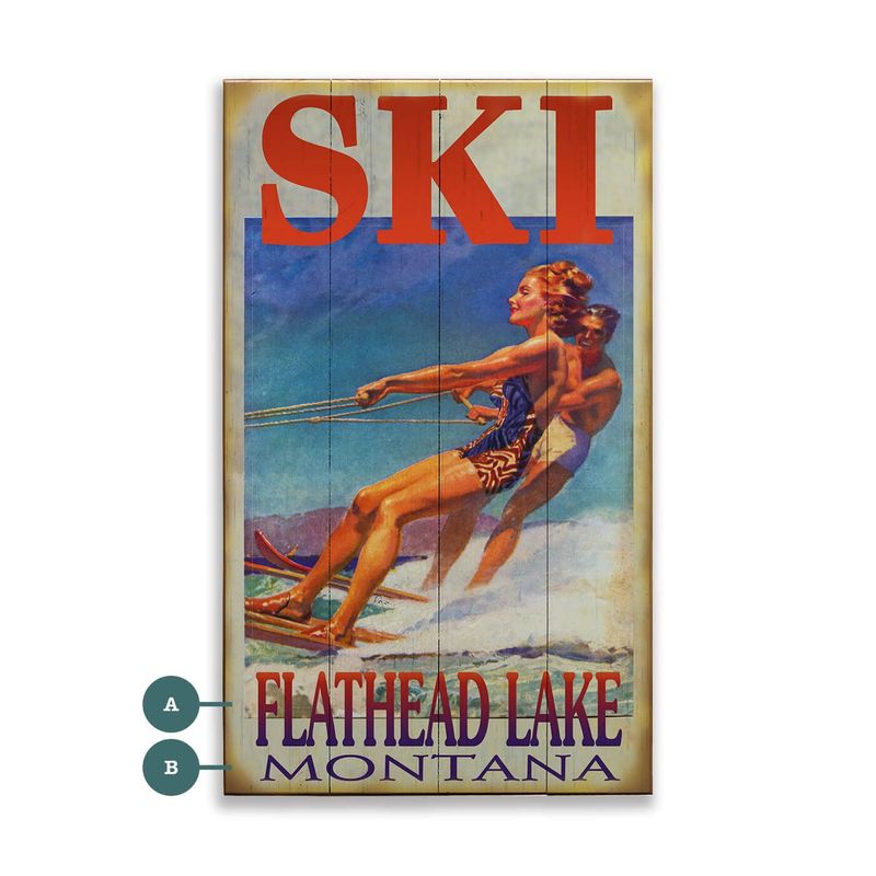 Waterski Flathead Lake Retro Sign