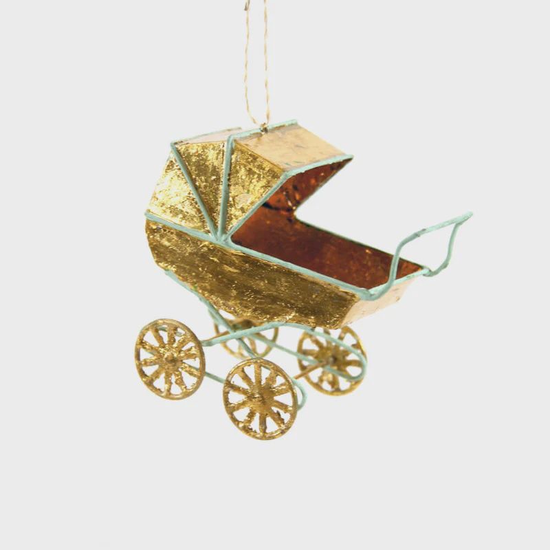 Gold Baby Carriage Ornament