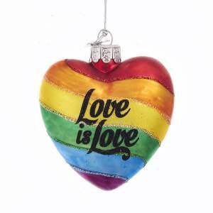 Love is Love Glass Heart Ornament
