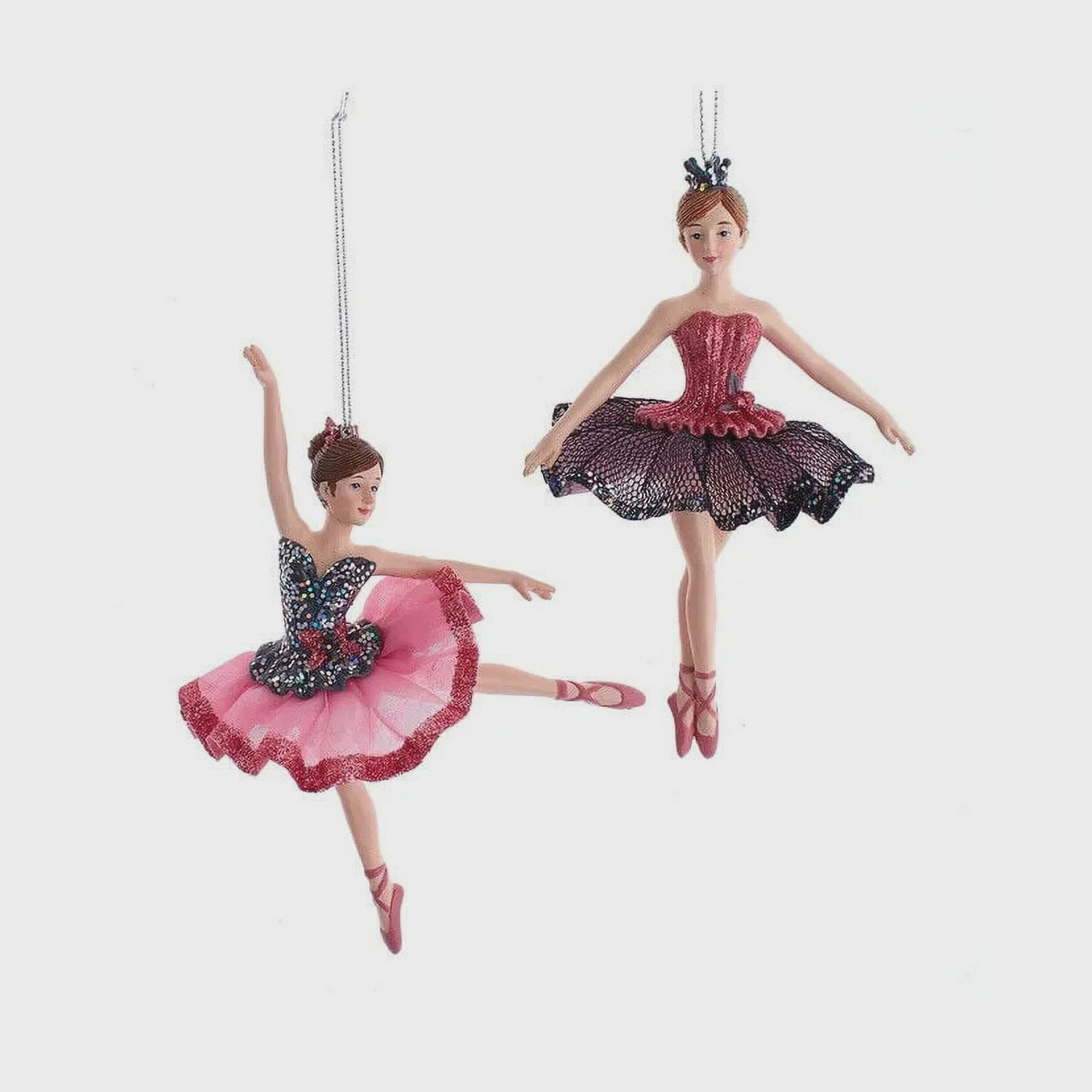 Ballerina Pink/Pewter Ornaments