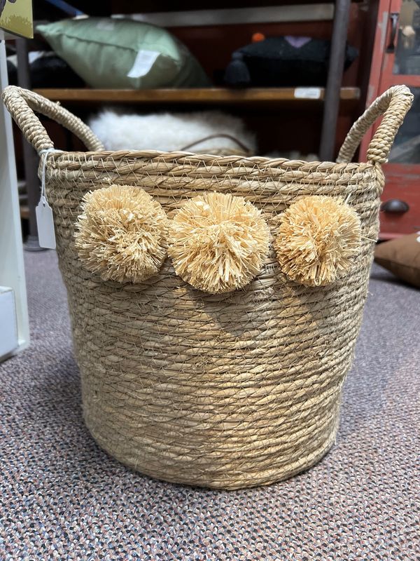 Seagrass Basket with Pom Poms