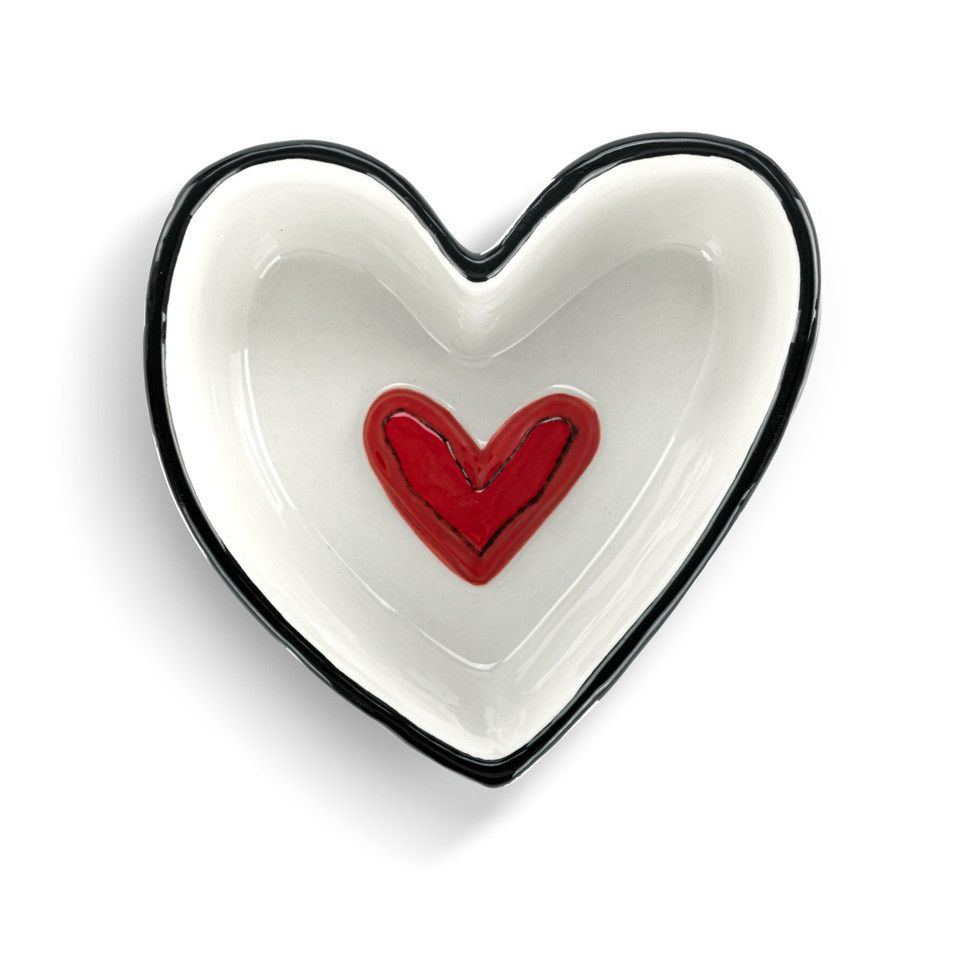 Red Heart Dish/Black Polka Dots