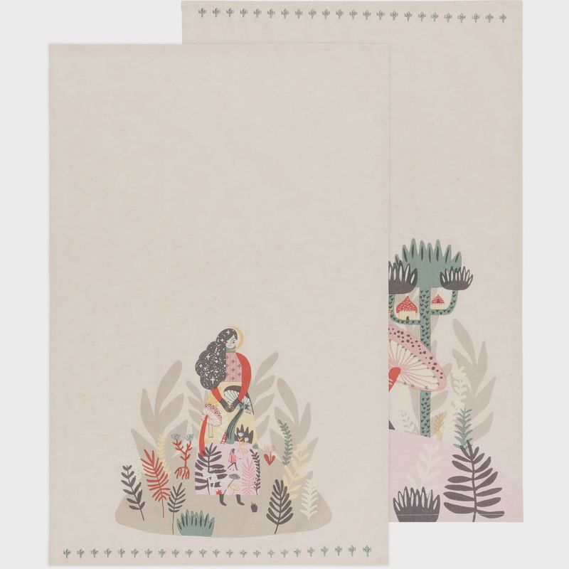 Detailed Embroidered Garden Dishtowel